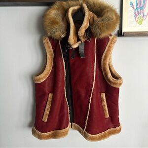 Jordan Craig Red and Tan Fur-Lined Vest